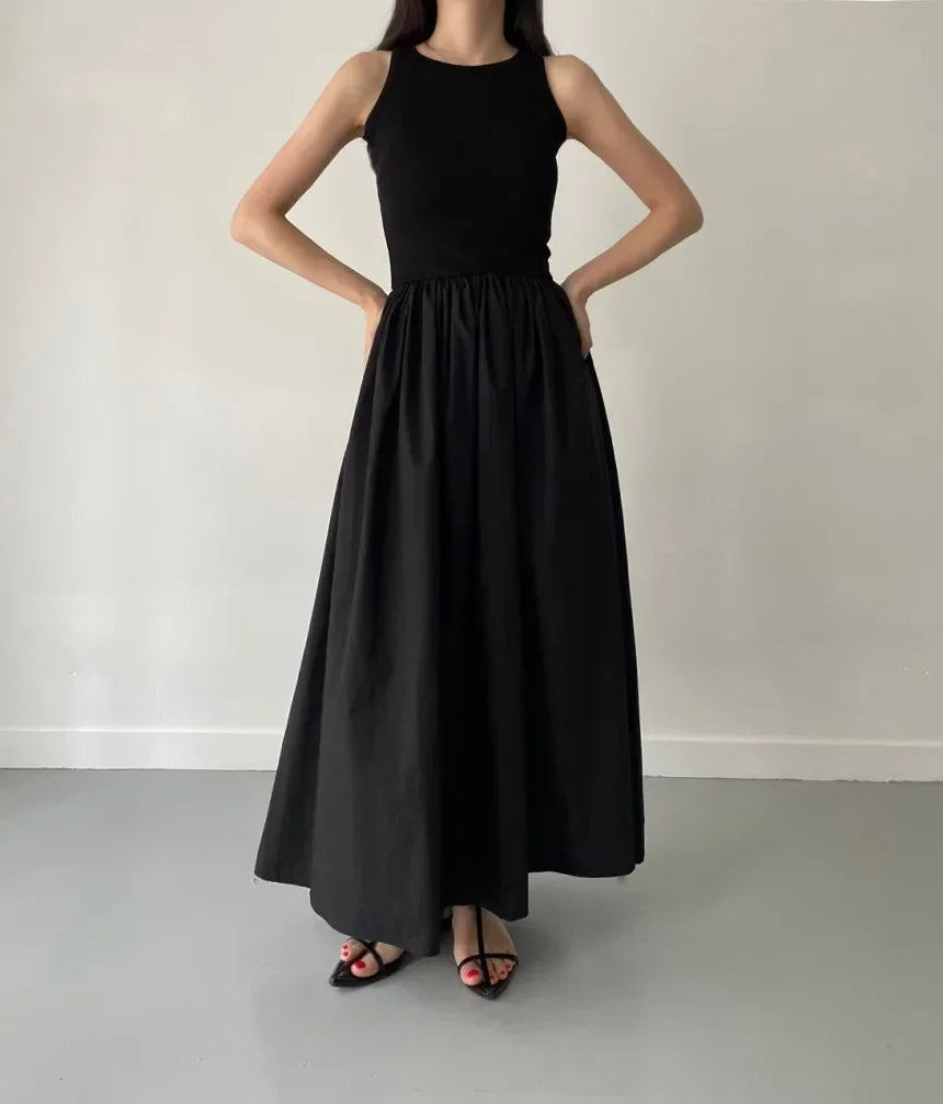 Women's Summer Simple Elegant Black Long Dress