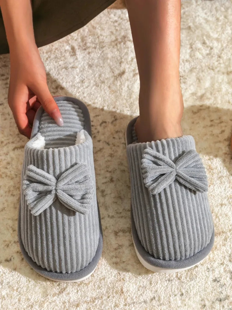 Women's Bow Winter Indoor Slippers