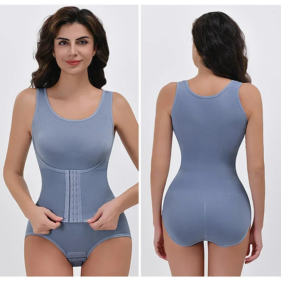 Women Tummy Control Bodysuit Shapewear with Zipper Belt