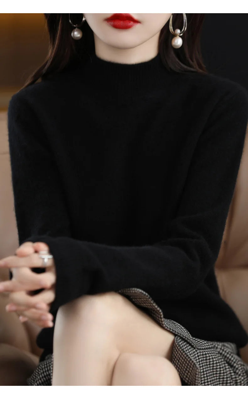 Winter Women's Basic Knitwear Solid Long Sleeve Pullovers