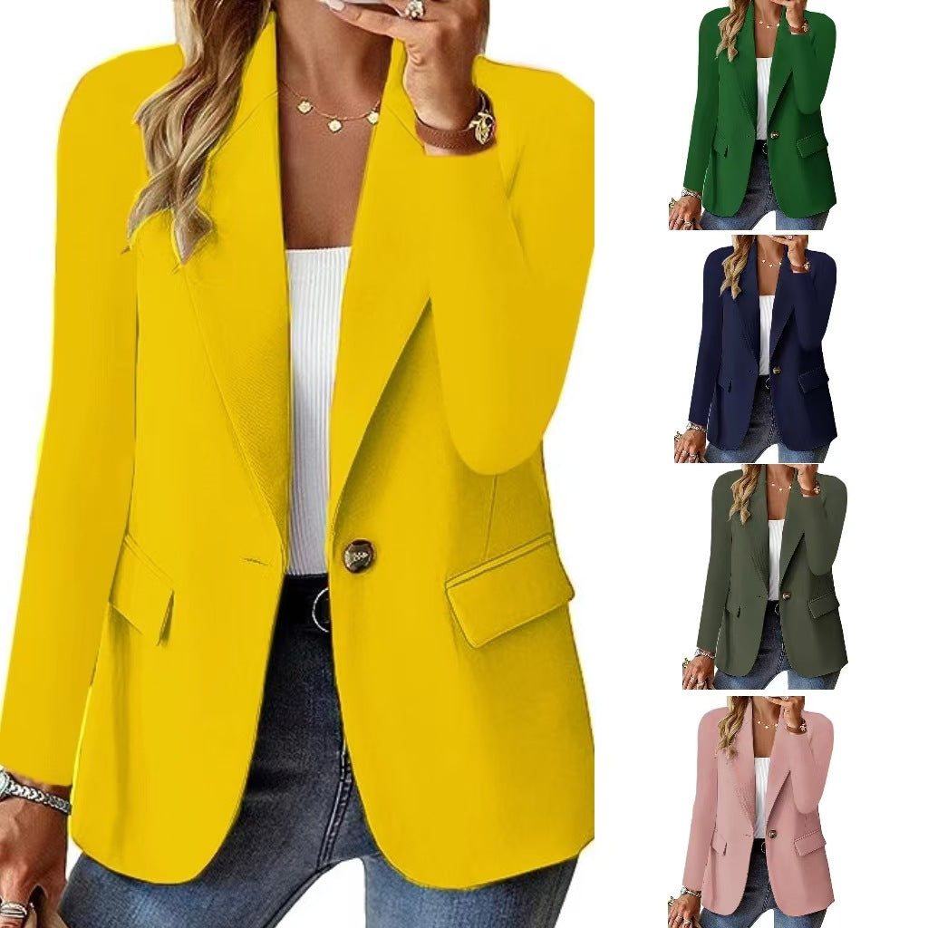 Women's Long-sleeved Solid Color  Blazer